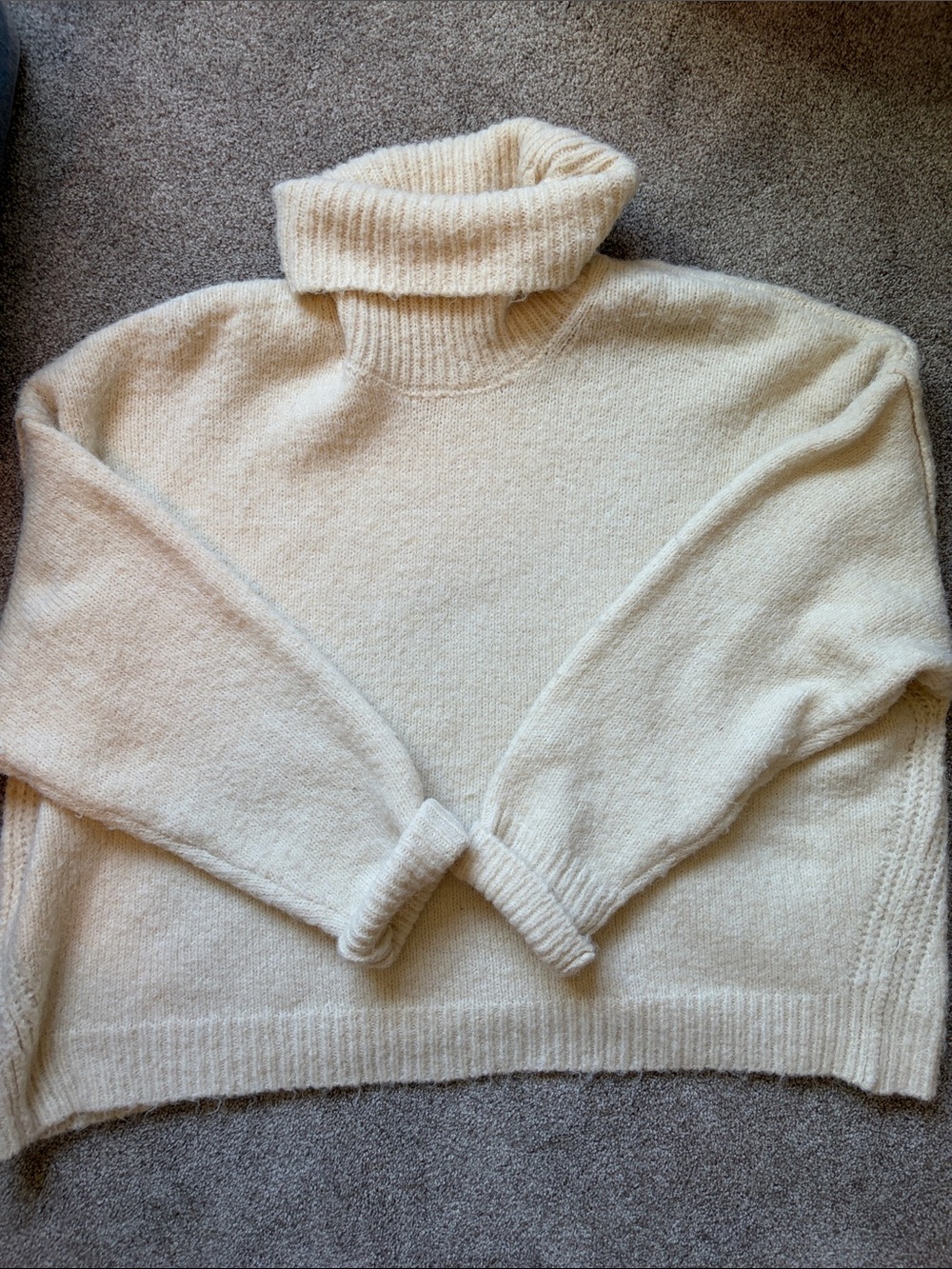 Cream Turtleneck Women's Sweater